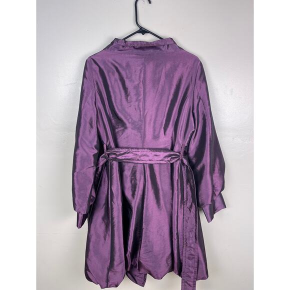 Women's Large Coffeeshop NYC Brand Shiny Purple Metallic Rain Coat - Picture 2 of 6